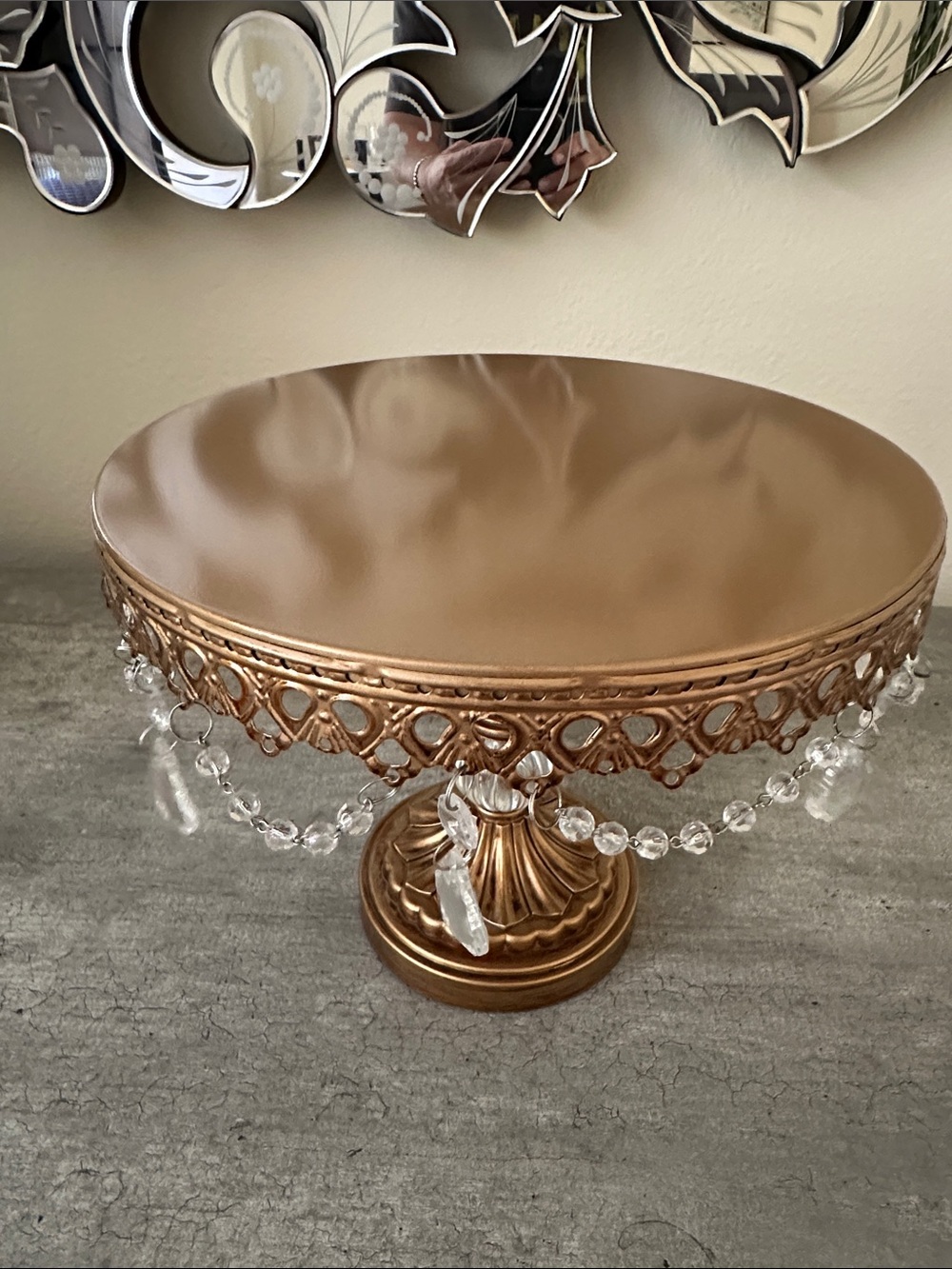 Gold Crystal-Trim Decorative Pedestal Cake Stand